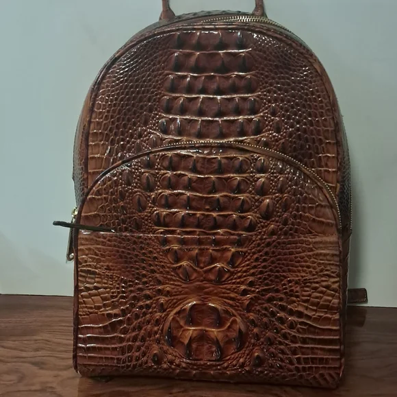 Brahmin Brown Crocodile-Embossed Backpack - Picture 6 of 10